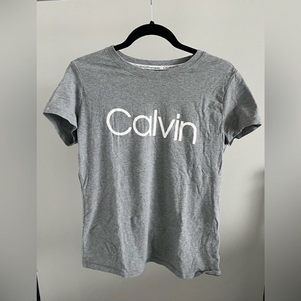 Calvin Klein Performance Tee | Gray with White Logo | Size L